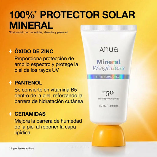 Anua Mineral Weightless Finish Sunscreen SPF 50+ PA++++ 50ml