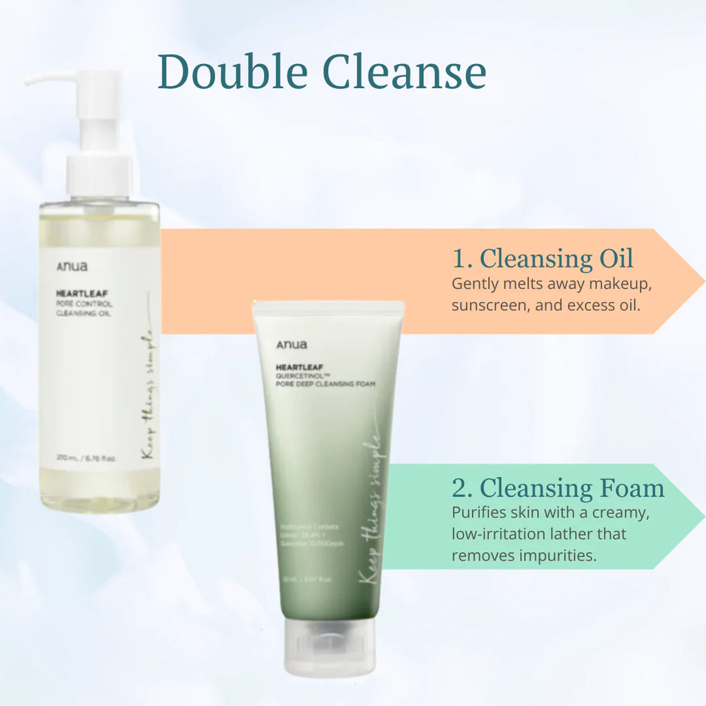 ANUA Heartleaf Pore Control Cleansing Oil + Foam DUO