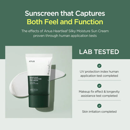 ANUA Heartleaf Silky Moisture Sun Cream SPF50+ PA++++