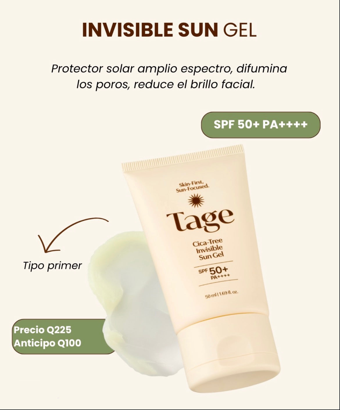 Tage Cica-Tree Invisible Sun Gel SPF 50+ PA++++ 50ml