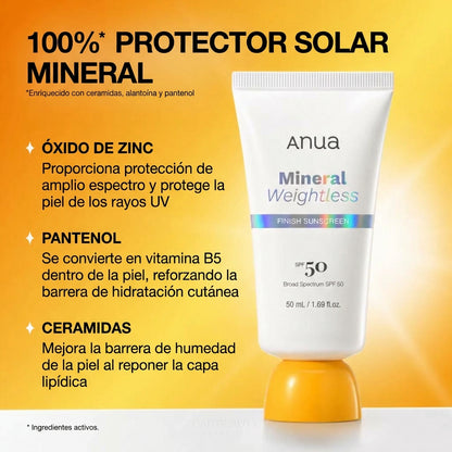 Anua Mineral Weightless Finish Sunscreen SPF 50+ PA++++ 50ml