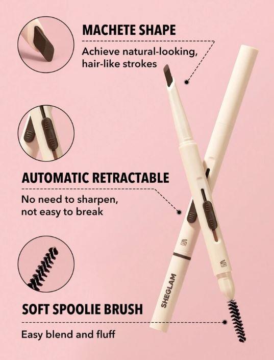 Sheglam Lápiz de Cejas de Doble Cara Crema Impermeable