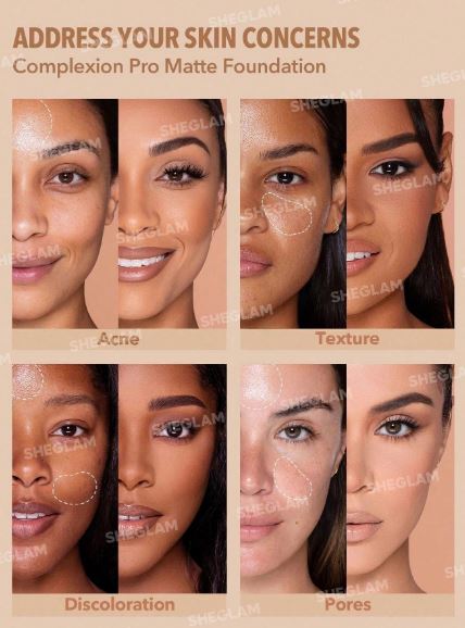 Sheglam Full Coverage Foundation // Base de maquillaje mate transpirable de larga duración Complexion Pro-Lino