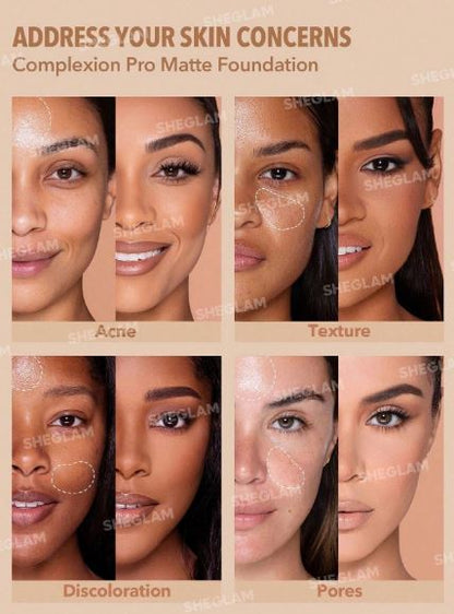Sheglam Full Coverage Foundation // Base de maquillaje mate transpirable de larga duración Complexion Pro-Lino